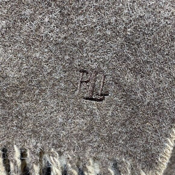 Lauren Ralph Lauren Lambswool Angora Scarf Muffler Brown Tan Reversible Italy - Picture 4 of 12